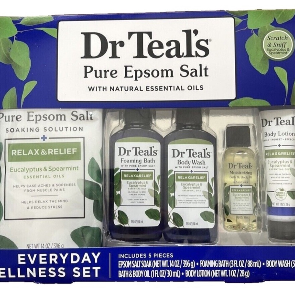 The Dr Teal's 5 Piece Relax & Relief w/ Eucalyptus & Spearmint Bath Gift Set i